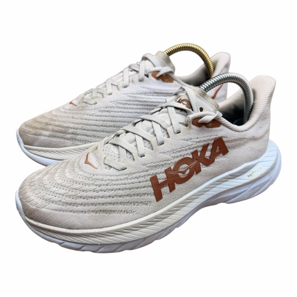 Hoka Shoes - Hoka One One Mach 5 Sneaker Mens Size 8.5B White & Copper Running Shoes